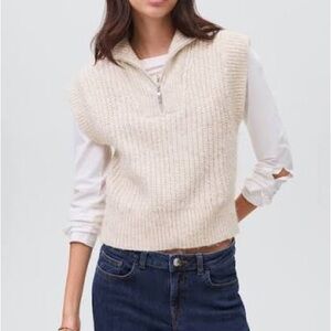Mango Cream V-Neck Sweater Vest